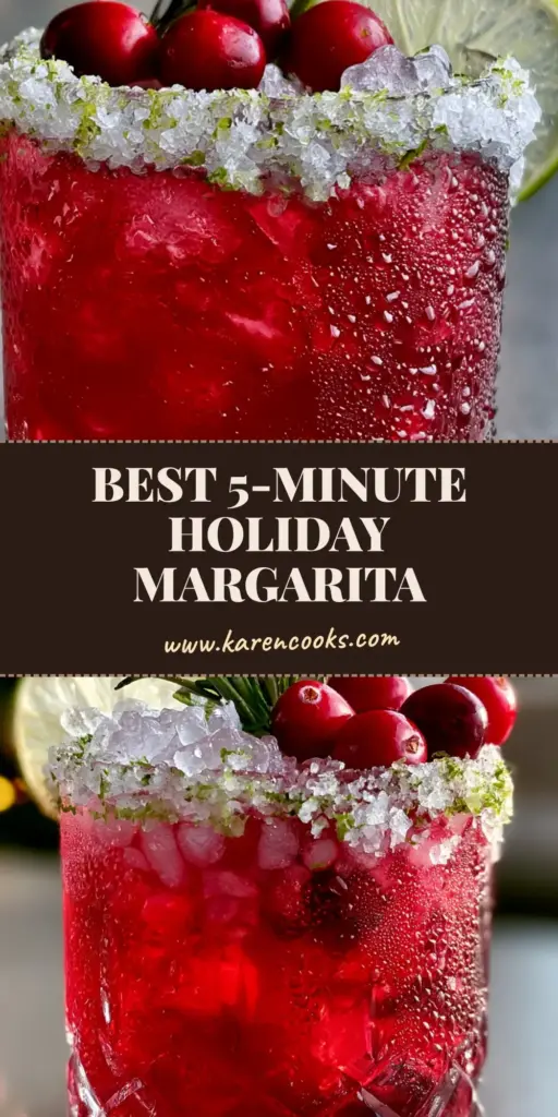 The Ultimate Holiday Margarita: A Festive Cranberry and Charred Rosemary Cocktail 4 A festive holiday margarita in a heavy crystal glass with a salt-lime rim, pebble ice, and charred rosemary garnish.