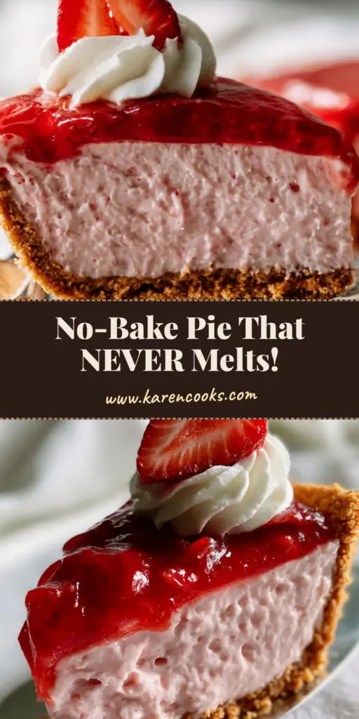 A perfect slice of strawberry icebox pie with a golden-brown crust and glossy red glaze, ideal for Summer pie recipes.