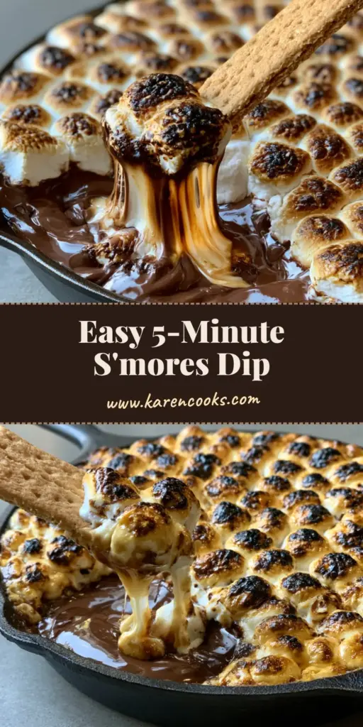 A stretchy marshmallow and molten chocolate pull from an oven-baked skillet dip with graham crackers. (s'mores hacks)