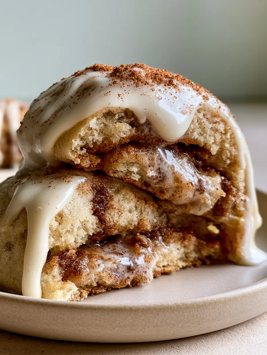 Close-up shot of a soft-baked cookie split in half showing gooey cinnamon filling. (Brown Sugar Pop Tart Cookies)