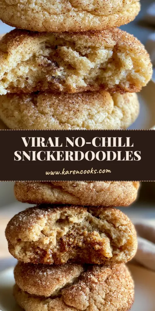A vertical stack of three thick Brown Butter Snickerdoodles on a cream plate with a broken center revealing visible brown butter specks.