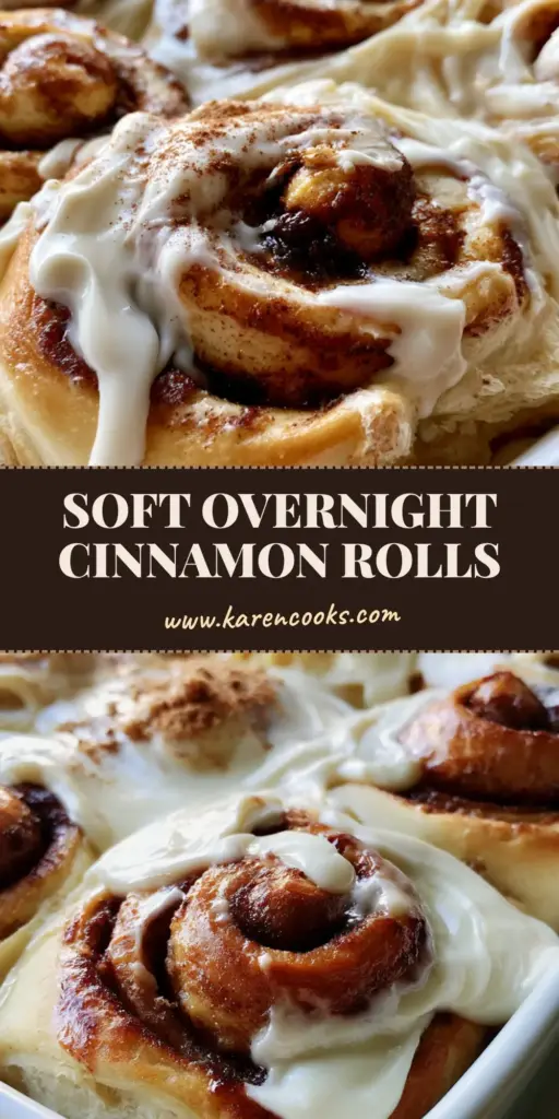 A large white ceramic baking dish overflowing with jumbo overnight cinnamon rolls topped with thick white cream cheese frosting and a dusting of cinnamon.