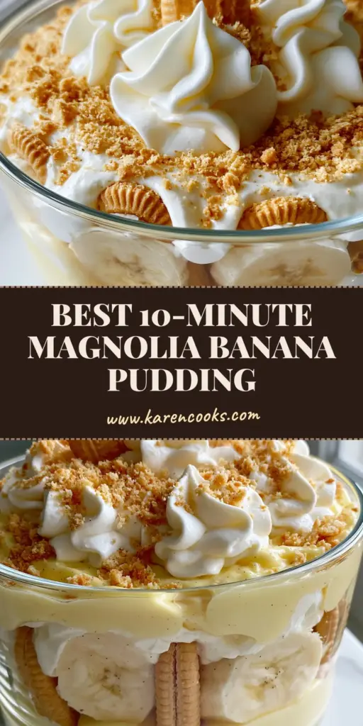 Magnolia Banana Pudding: The Ultimate NYC Bakery Copycat Recipe 3 A close-up vertical shot of Magnolia Banana Pudding in a glass bowl with distinct layers of wafers and bananas. (magnolia banana pudding)