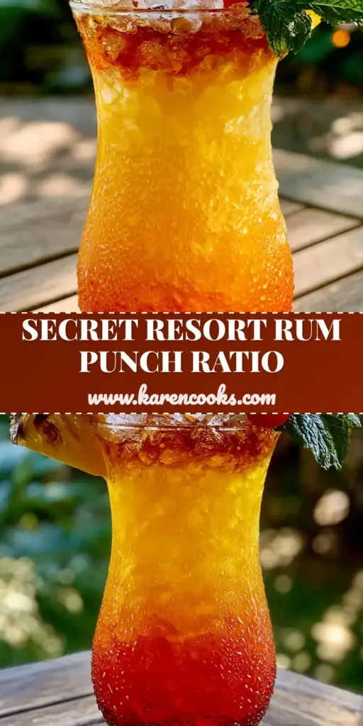 Jamaican Rum Punch: The Ultimate Layered Sunset Cocktail Recipe 4 A vibrant Jamaican Rum Punch in a hurricane glass with a sunset gradient and charred pineapple garnish on a teak table.