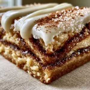 Extreme macro close-up of a thick Cinnamon Roll Cookie Bar showing gooey mahogany cinnamon swirls and sparkling sugar crystals on white frosting. (Cinnamon Roll Cookie Bars)