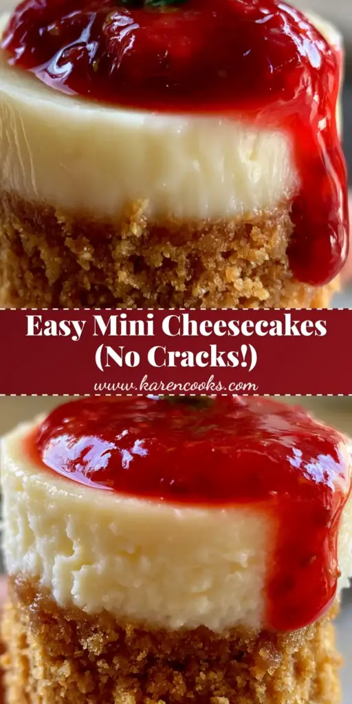 Mini Cheesecake Recipes: The Ultimate Guide to Perfect Individual Strawberry Delights 4 A close-up vertical shot of a mini strawberry cheesecake with a thick graham cracker crust and glossy sauce. (Mini Cheesecake Recipes)