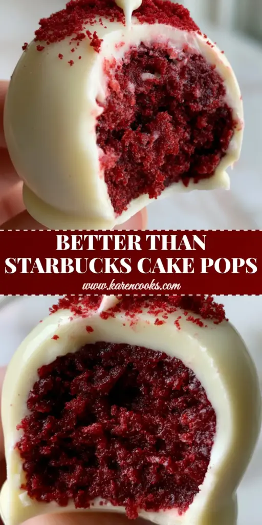 A handheld Red Velvet Cake Pop with a half-bite taken out, revealing the moist crimson interior and thick white chocolate shell.