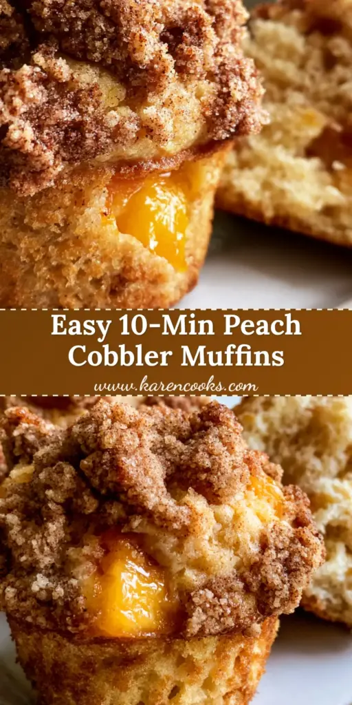 A towering bakery-style peach cobbler muffin with a thick cinnamon streusel topping and glistening peach chunks on a rustic plate. (peach cobbler muffins)