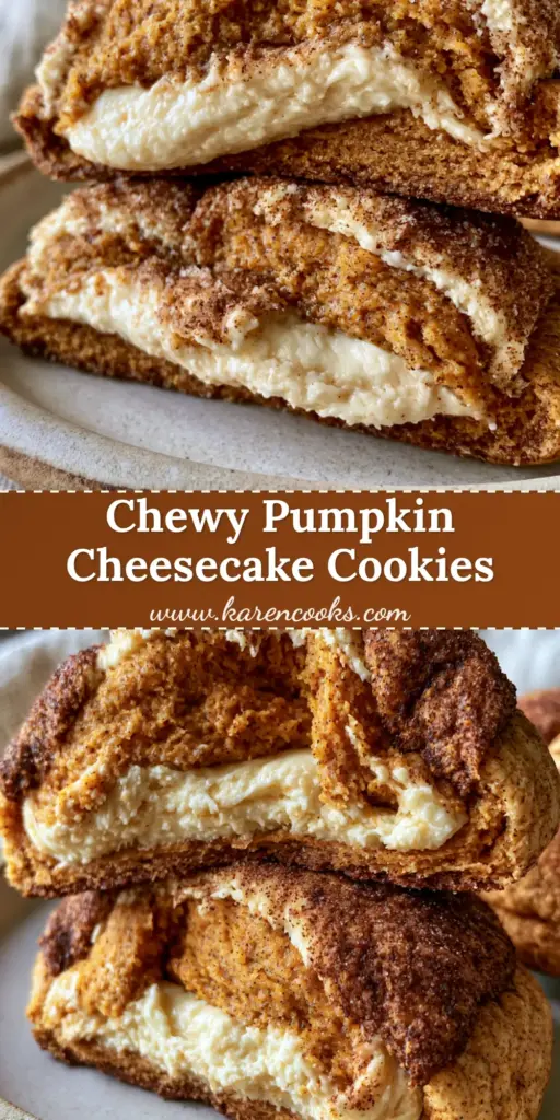 A stack of thick Pumpkin Cheesecake Cookies on a rustic plate, showing golden edges and cinnamon sugar dusting.