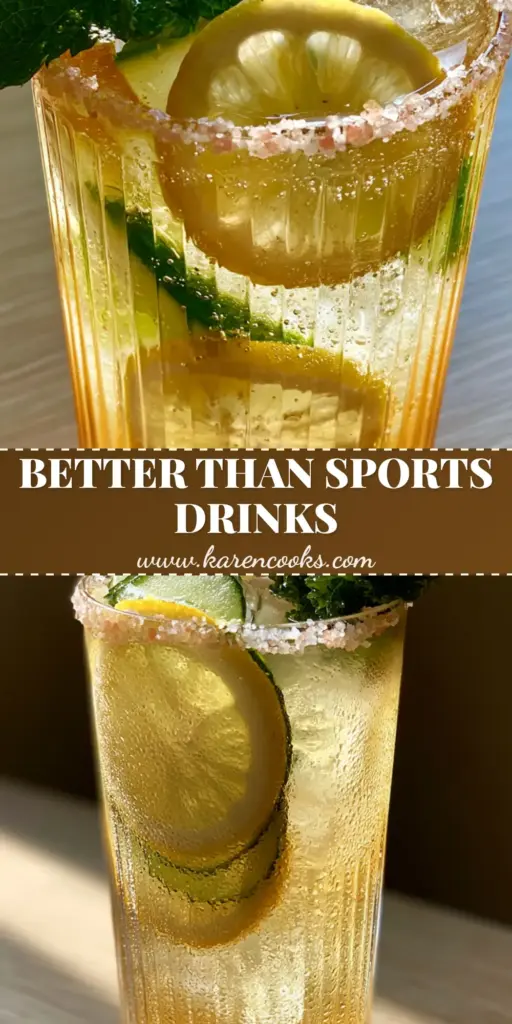 A tall ribbed glass filled with sparkling mineral water, ginger, mint, and lemon on a wooden table. (hydrating drink recipes)