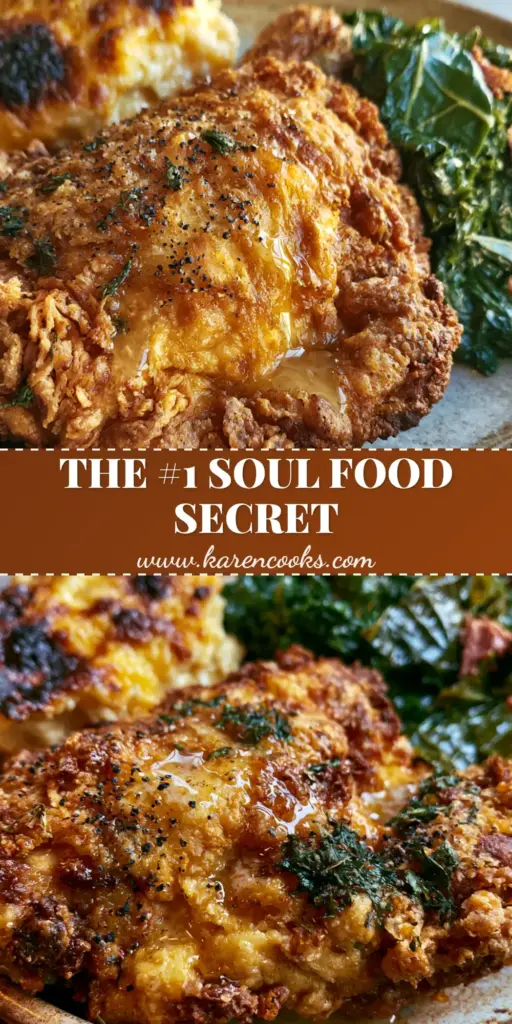A full Southern feast featuring honey butter fried chicken, baked mac and cheese, and collard greens. (Recipes by kamika)
