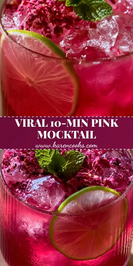 Hibiscus Rose Mocktail: A Vibrant Magenta Botanical Infusion 4 A handheld smartphone photo of a vibrant magenta hibiscus rose mocktail in a ribbed glass with clear ice and mint. (hibiscus rose mocktail)