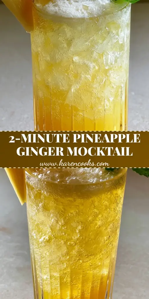 Pineapple Ginger Beer Mocktail: The Ultimate Sparkling Tropical Refresher 3 A tall ribbed crystal glass containing a layered Pineapple ginger beer mocktail with crushed ice, a pineapple wedge, and mint. (Pineapple ginger beer mocktail)