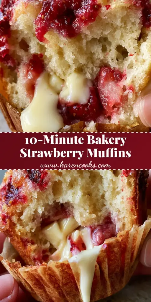 A towering bakery-style strawberry white chocolate muffin with a golden-brown dome and sparkling sugar crust. (strawberry white chocolate muffins)