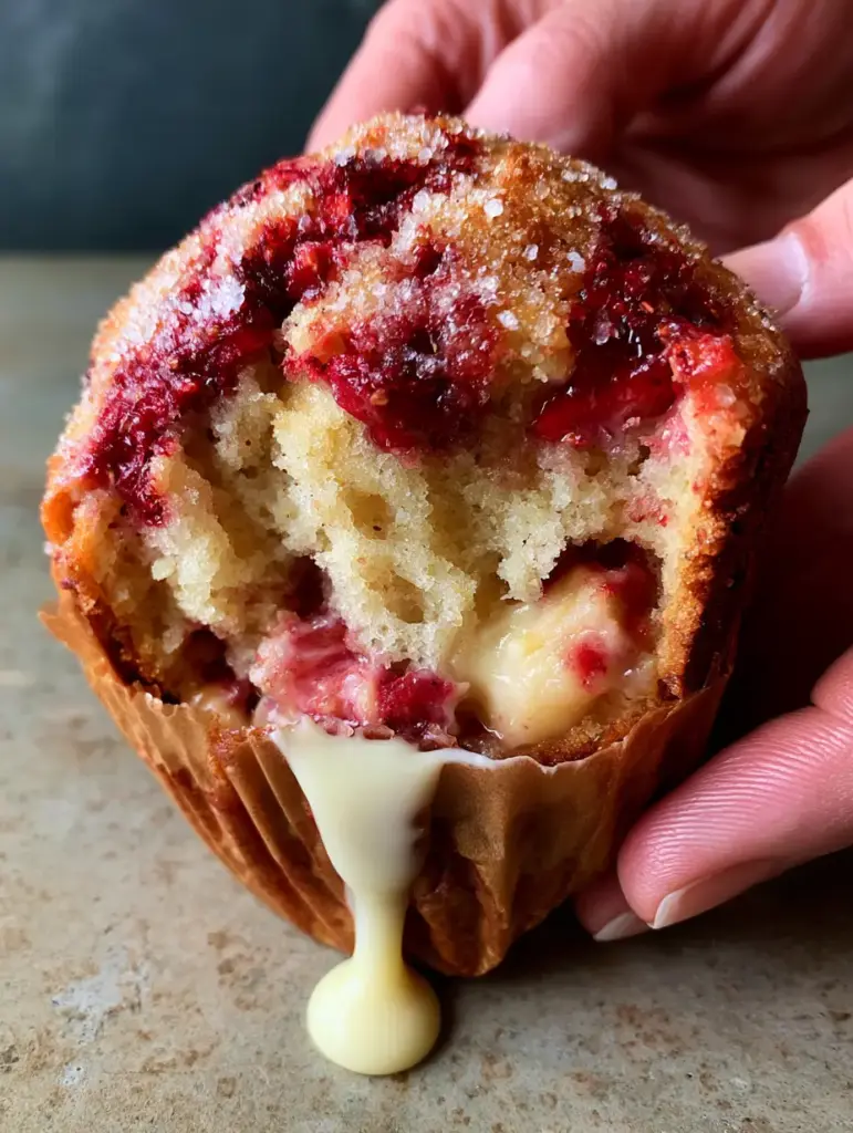 Glossy melted white chocolate drizzle cascading down a rustic parchment-lined muffin top.