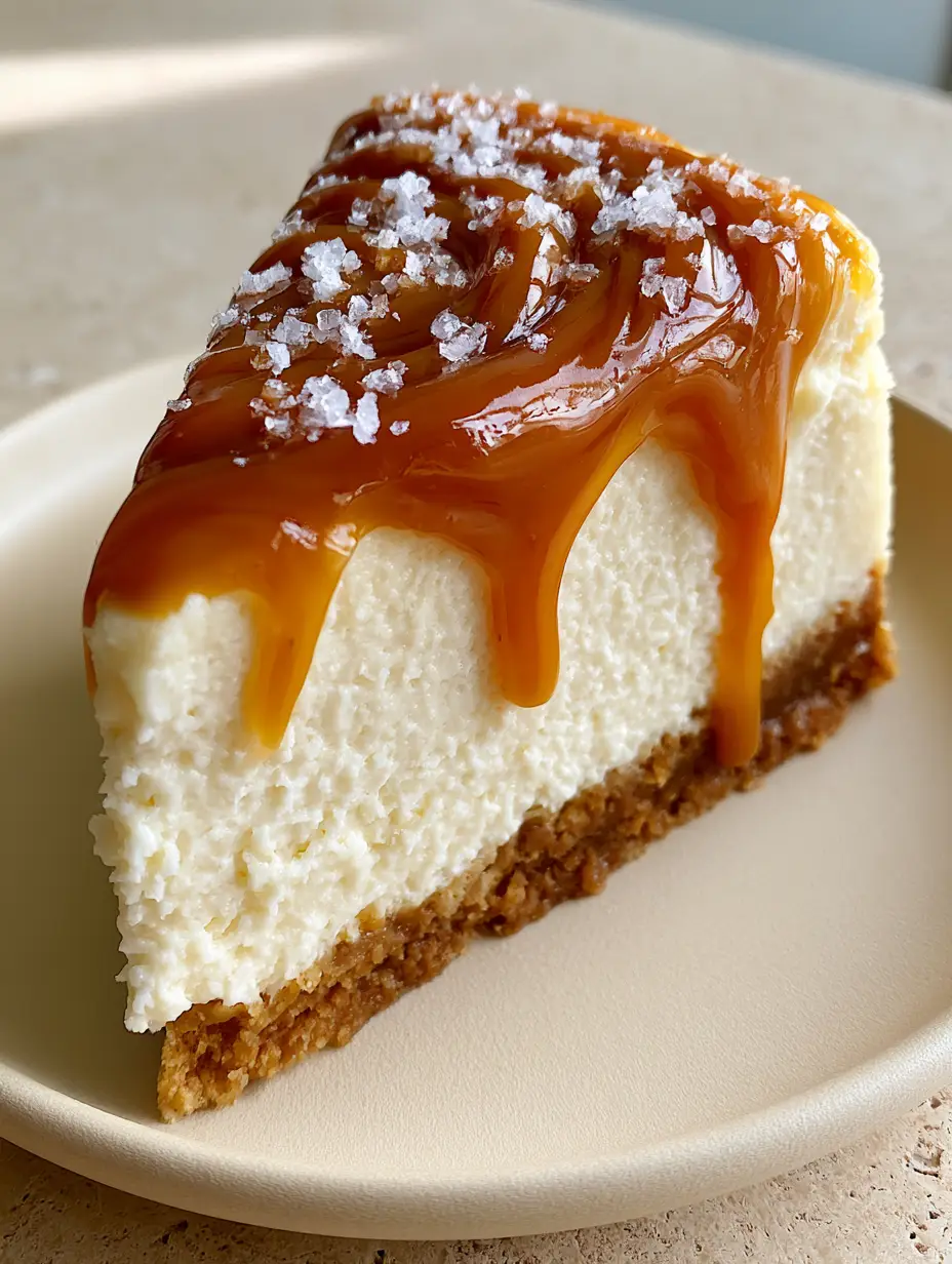 Caramel Swirl Cheesecake with a Toasted Graham Cracker Crust 3 Overhead view of a caramel swirl cheesecake featuring a dense ivory filling and thick glossy amber caramel swirls.