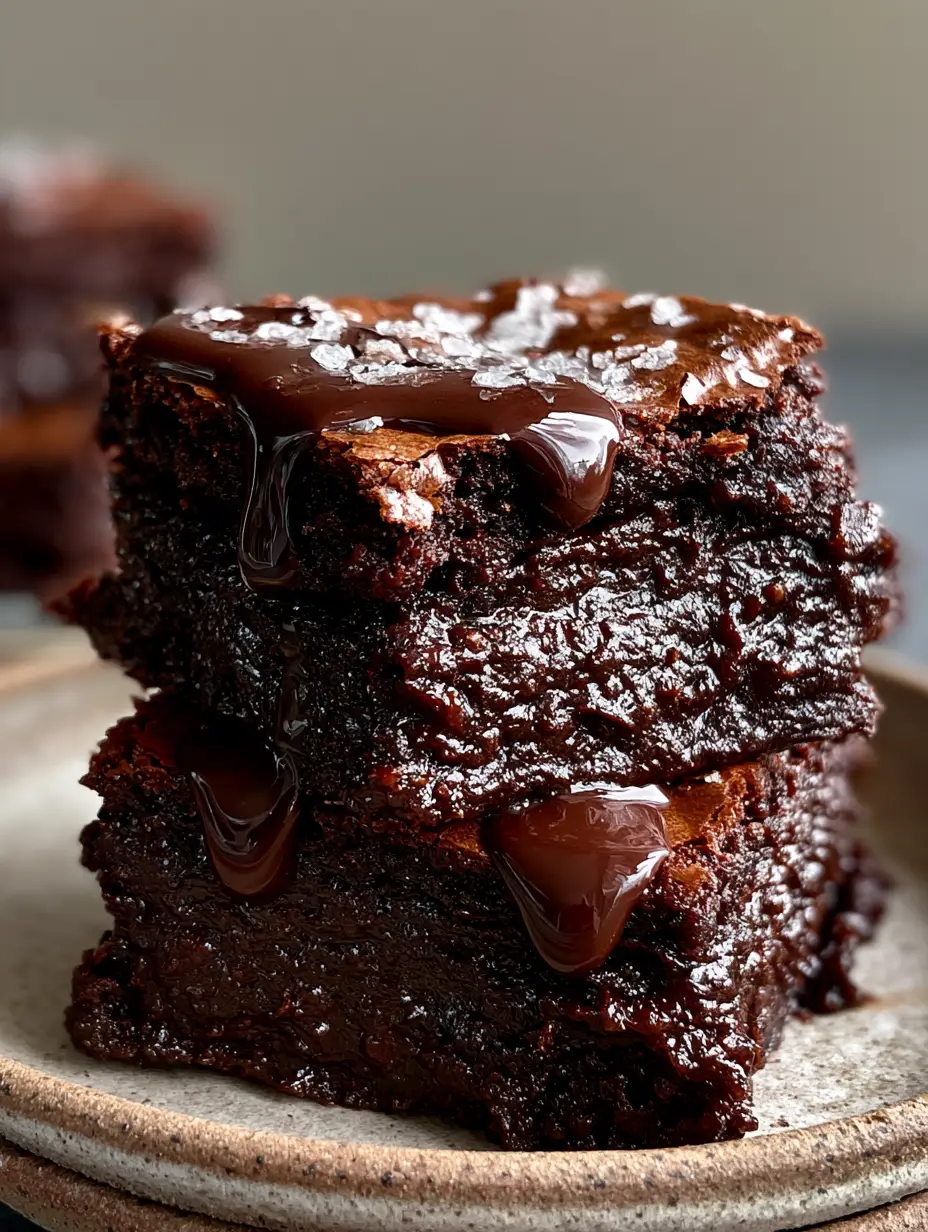 Homemade Brownies Recipe: The Ultimate Fudgy Masterpiece with a Paper-Thin Crinkle Crust 3 Close up handheld photo of a fudgy brownie with a paper-thin shiny crinkly top crust and sea salt. (homemade brownies recipe)
