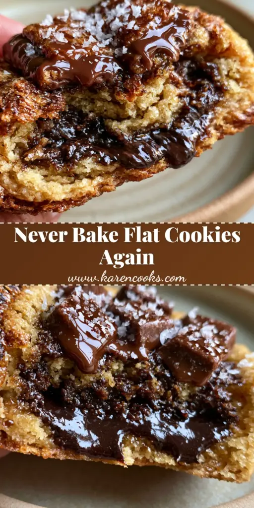 Perfect chocolate chip cookies with Brown Butter and Molten Dark Chocolate 4 A thick bakery-style brown butter cookie pulled apart to reveal molten dark chocolate pools and a gooey center. (Perfect chocolate chip cookies)
