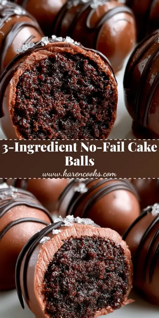 Cake Balls Recipe: Gourmet Dark Chocolate Truffles with Flaky Sea Salt 4 A close-up vertical shot of gourmet cake balls with a glossy milk chocolate shell and dark chocolate drizzle. (cake balls recipe)