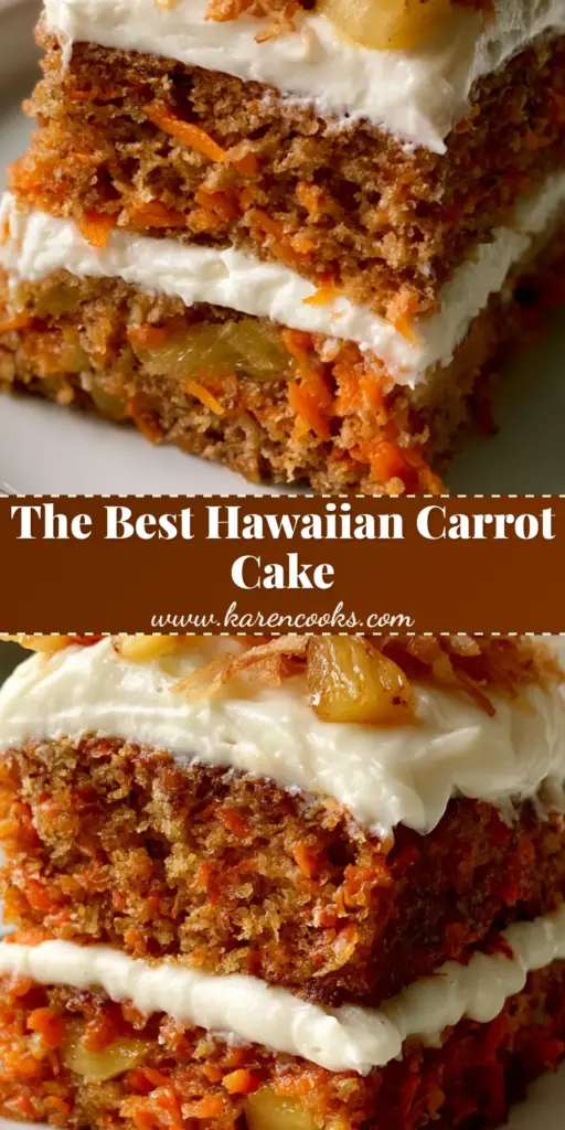 Hawaiian Carrot Pineapple Cake: The Ultimate Moist Tropical Recipe 4 A stunning vertical shot of a Hawaiian Carrot Pineapple Cake with thick cream cheese frosting and toasted coconut garnish.