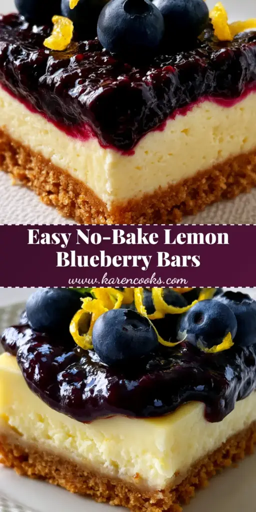 A overhead vertical shot of a sliced lemon blueberry cheesecake bar with a glossy blueberry swirl and fresh mint garnish.