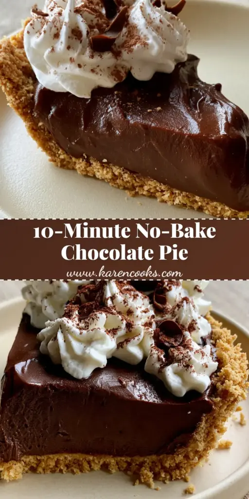 Chocolate Pie Recipe: The Ultimate No-Bake Dark Chocolate Dream 4 A close-up shot of a dark chocolate pie with whipped cream swirls and chocolate shavings. (Chocolate pie recipe)