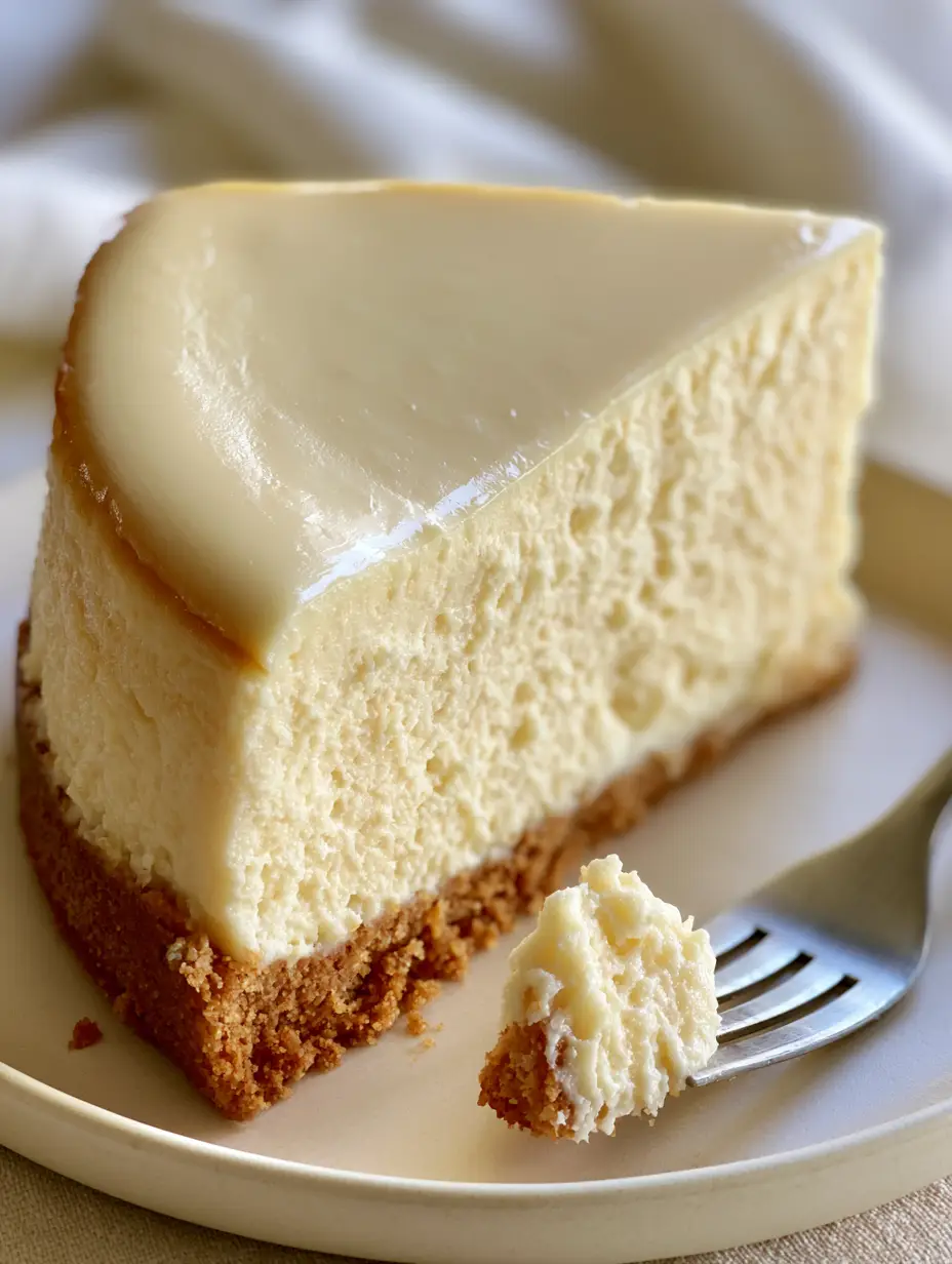 Extreme macro close-up of a dense cheesecake slice revealing a velvety texture and clean edges. (cheesecake recipe)