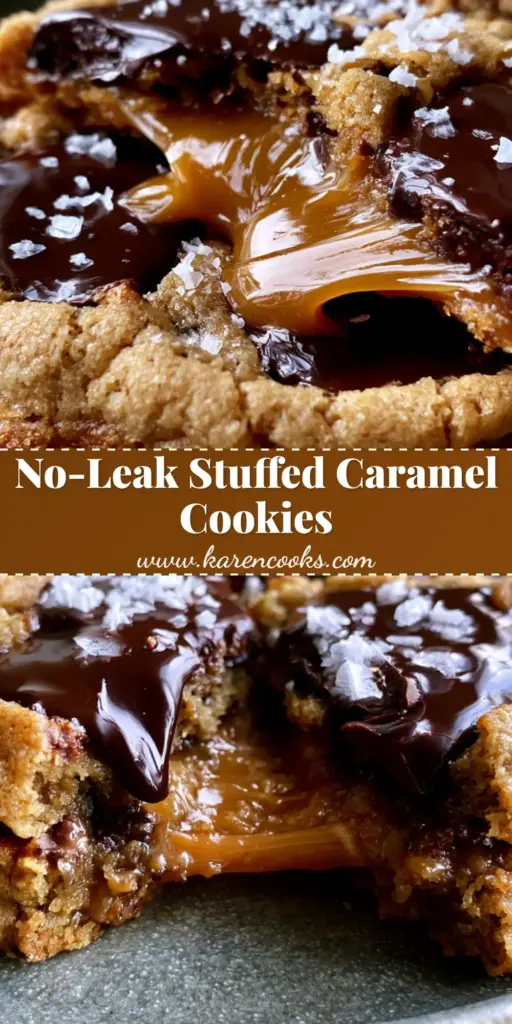 Caramel Chocolate Chip Cookies with Brown Butter and Sea Salt 4 A handheld smartphone photo of a broken caramel chocolate chip cookie showing a thick, stretchy golden-amber caramel pull and melted dark chocolate pools.
