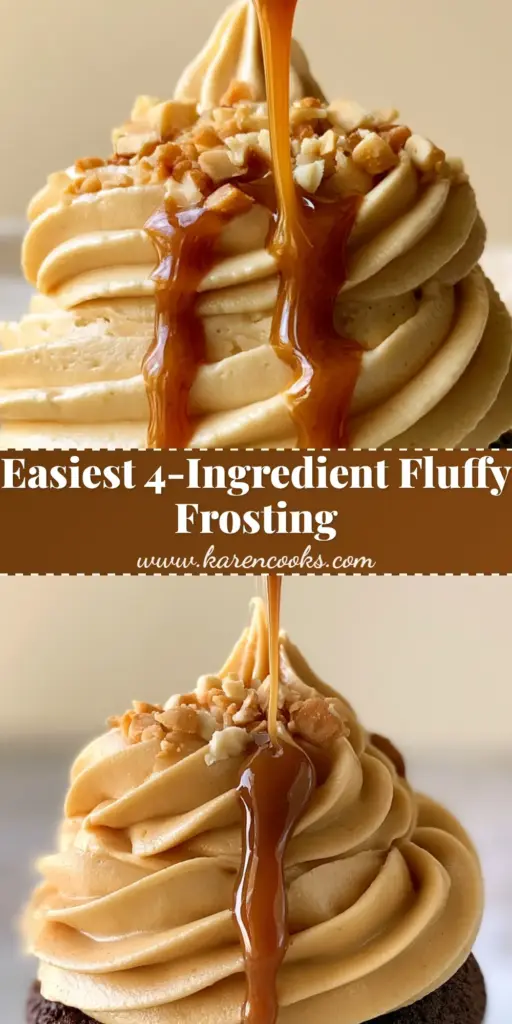 Peanut Butter Frosting: How to Make the Ultimate Airy Whipped Buttercream 4 A towering swirl of light-golden peanut butter frosting on a chocolate cupcake with a glossy drizzle. (peanut butter frosting)