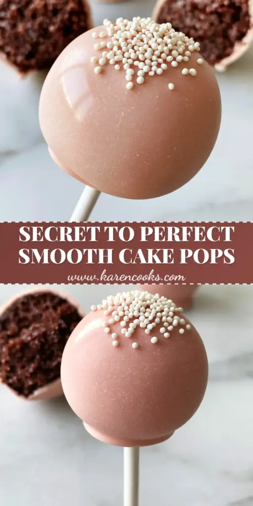 Cakepop Tutorial: How to Make Professional Pink Chocolate Cake Pops 3 A handheld perfectly spherical pink cake pop with white nonpareils from our Cakepop tutorial.