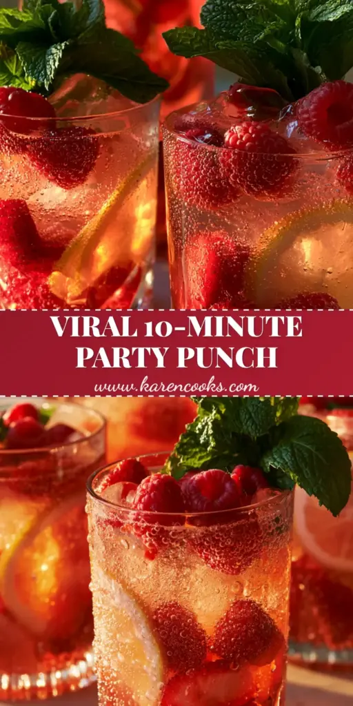 Sparkling Berry Lemonade Punch: The Ultimate Refreshing Summer Drink 4 A tall glass pitcher of sparkling berry lemonade punch with strawberries, raspberries, and mint on a marble counter. (sparkling berry lemonade punch)