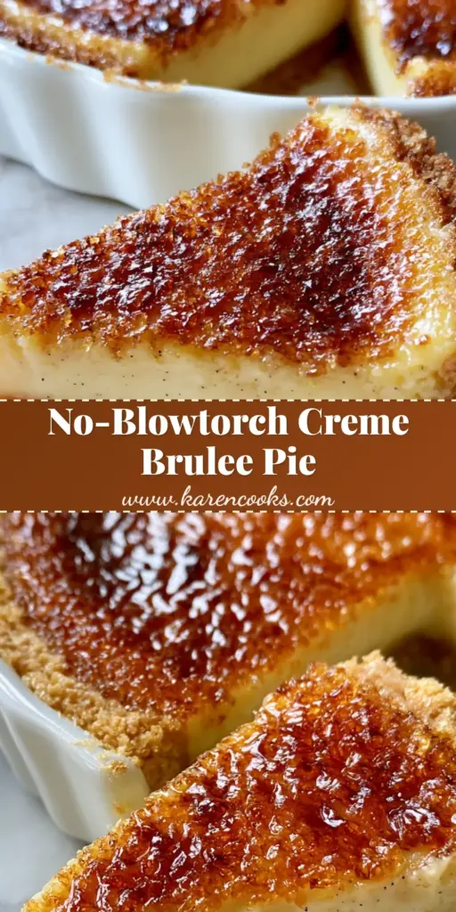 Creme Brulee Pie with Buttery Graham Cracker Crust 4 A handheld smartphone photo of a Creme Brulee Pie in a white dish, showing a glossy amber caramelized sugar crust with fine cracks and a buttery graham cracker base.