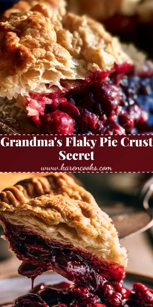 A golden flaky pie slice being lifted by a vintage silver server with bubbling cherry filling. (Grandma's best pie recipes)