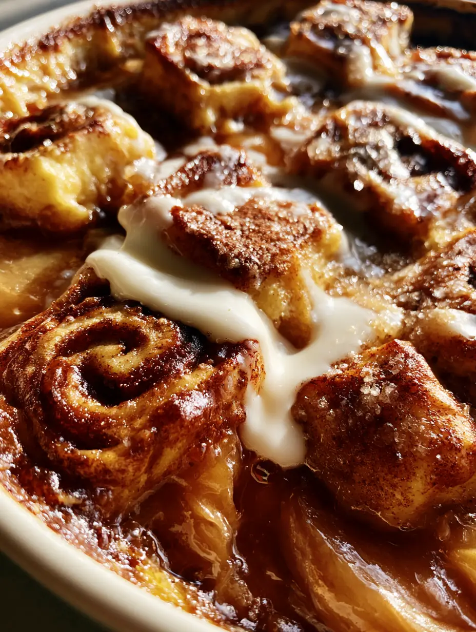 Cinnamon Roll Apple Cobbler: The Easiest 2-Ingredient Dessert Hack 3 Macro view of golden-brown cinnamon roll chunks nestled in amber apple pie filling with translucent apple slices. (cinnamon roll apple cobbler)