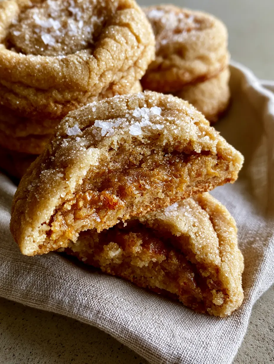 Brown Butter Sugar Cookies: The Ultimate Thick and Chewy Recipe 3 Close up of a broken Brown Butter Sugar Cookie showing the moist chewy golden-brown center.