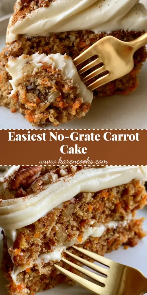 Carrot Cake with Thick Cream Cheese Frosting and Toasted Walnuts 3 A tall slice of Carrot Cake with thick cream cheese frosting and crushed pecans on a white plate.