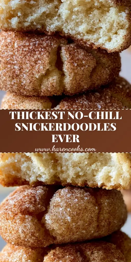 Snickerdoodle Cookie Recipe: The Best Thick and Pillowy Bakery Style 4 A stack of three thick bakery-style snickerdoodles with deep cracks and a sparkling cinnamon sugar coating. (snickerdoodle cookie recipe)