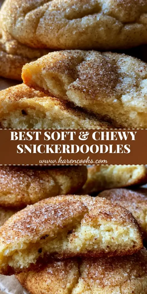 Brown Butter Snickerdoodle Cookies (The Ultimate Chewy Recipe) 4 A stack of thick brown butter snickerdoodle cookies on wrinkled brown parchment paper with a broken cookie revealing a moist center.
