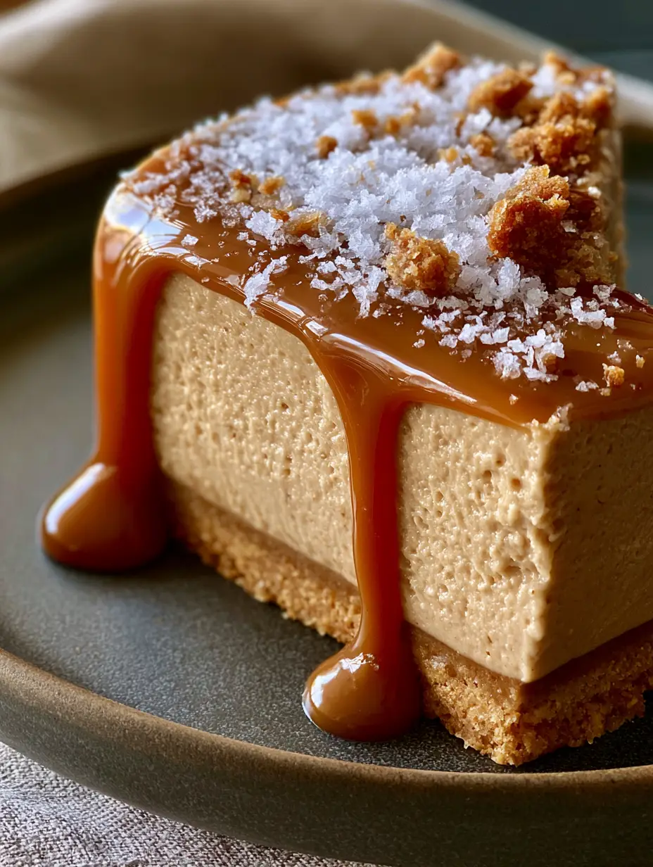 Caramel Mousse Cake with Salted Caramel Drip and Biscuit Crust 4 Close-up of the light-bronze mousse layers in a caramel mousse cake. (caramel mousse cake)