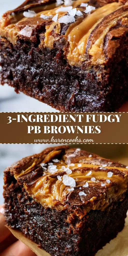 A close-up shot of ultra-fudgy peanut butter brownies with a crackly top and thick peanut butter swirls being lifted out of a parchment-lined pan.