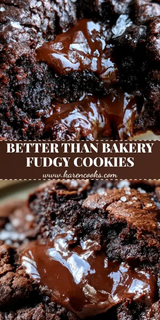 triple chocolate cookies: The Ultimate Fudgy Sea Salt Recipe 4 A stack of thick, warm triple chocolate cookies with visible molten chocolate pools and sea salt flakes.