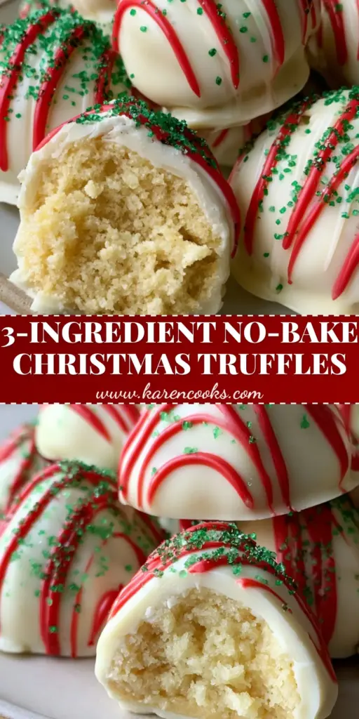 A stack of Little Debbie Christmas Tree Cake Truffles with glossy white shells, red icing zig-zags, and green sugar on a ceramic plate.