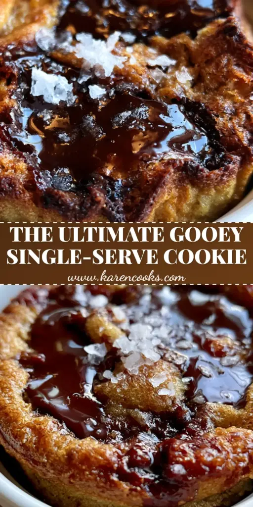 Single Serve Chocolate Chip Cookie: The Ultimate Molten Ramekin Recipe 4 A single serve chocolate chip cookie in a white ramekin with melted dark chocolate and sea salt. (single serve chocolate chip cookie)