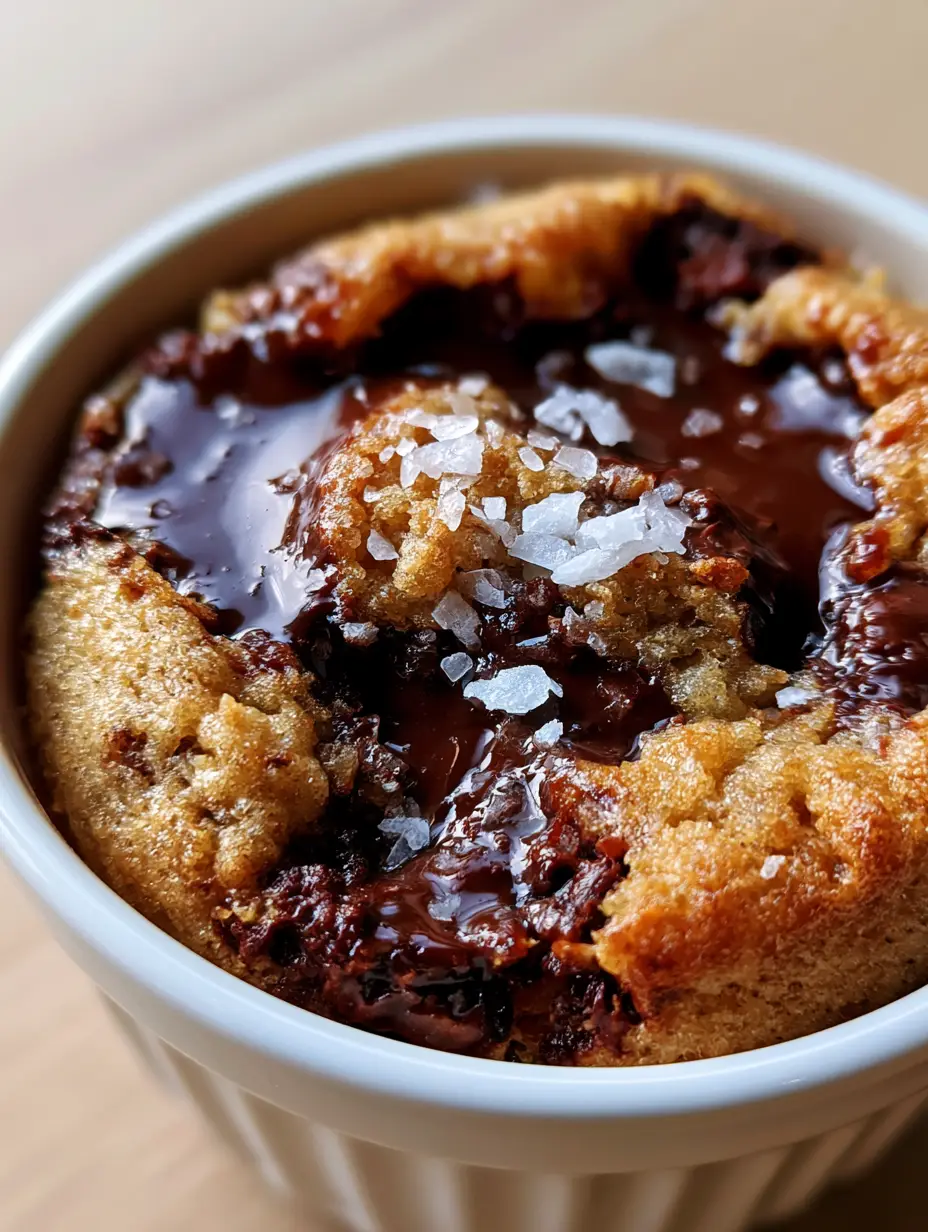 Single Serve Chocolate Chip Cookie: The Ultimate Molten Ramekin Recipe 3 Macro shot of a bakery-style single serve chocolate chip cookie with glistening chocolate pools. (single serve chocolate chip cookie)